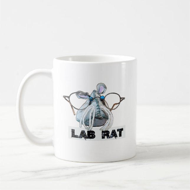lab lab advice with big glasses mustache coffee mug (Left)