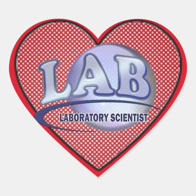 LAB - LABORATORY SCIENTIST! Fun Blue LOGO Heart Sticker (Front)