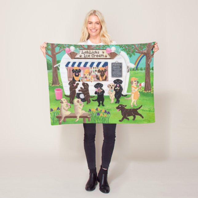 Lab Licks Ice Cream Labradors  Fleece Blanket (In Situ)