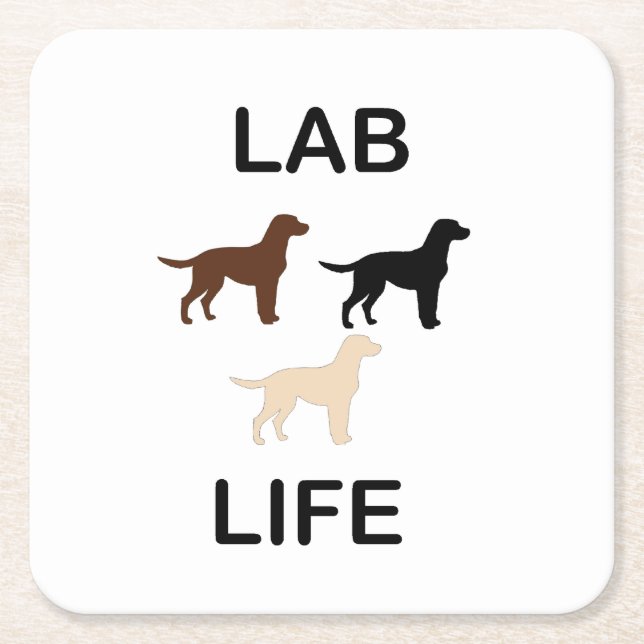 lab life all colour silhouettes square paper coaster (Front)