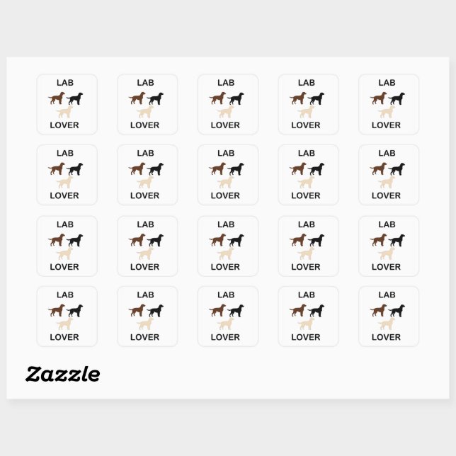 Lab Lover all colours silhouettes Square Sticker (Sheet)