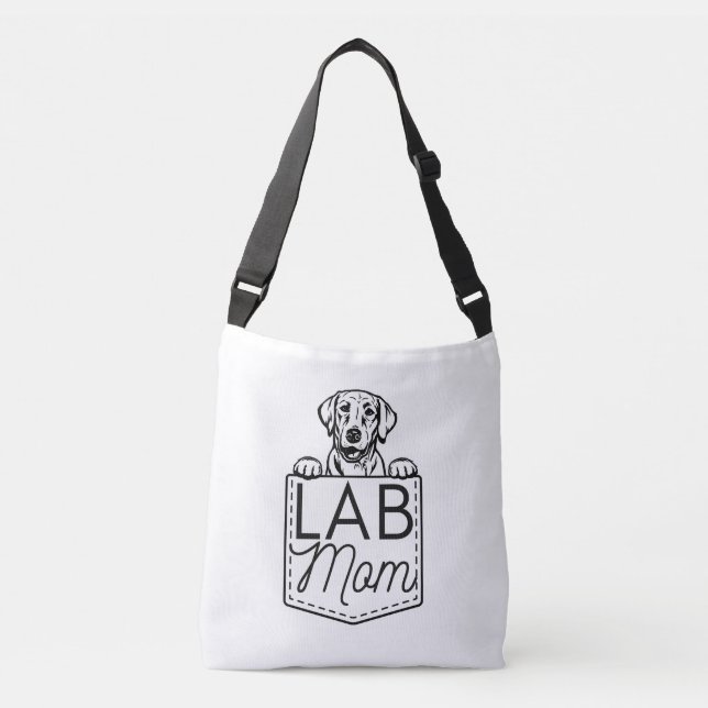 “Lab Mum” Peek-a-Boo Cross-Body Tote (Front)