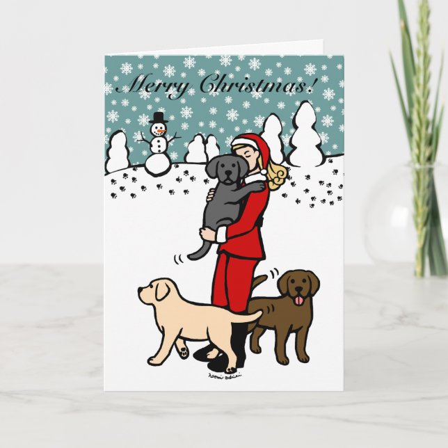 Lab Mum Santa Christmas 2 Holiday Card (Front)