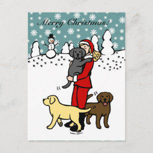 Lab Mum Santa Christmas Holiday Postcard