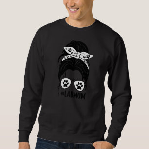 Lab Mum Women Labrador Retriever Mama Messy Bun Sweatshirt