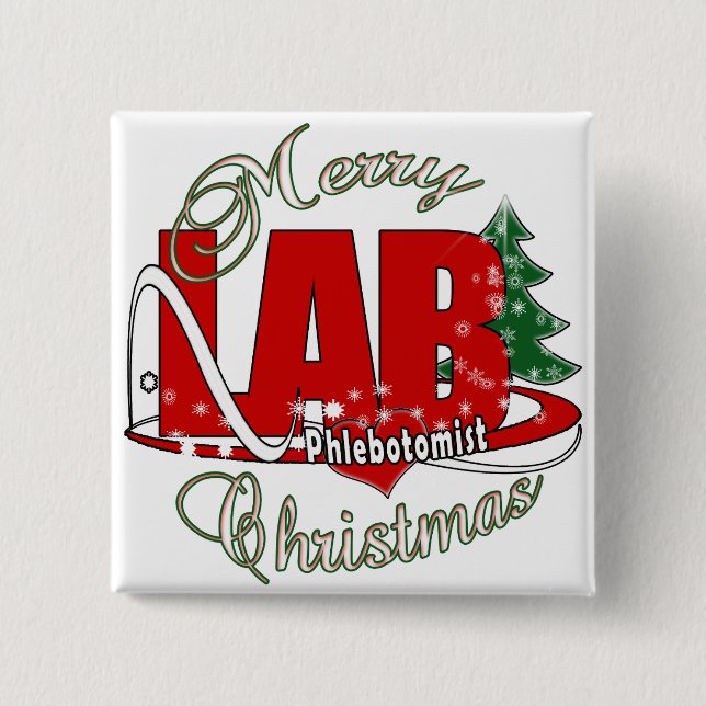 LAB PHLEBOTOMIST CHRISTMAS 15 CM SQUARE BADGE (Front)