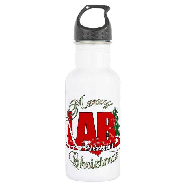 LAB PHLEBOTOMIST CHRISTMAS 532 ML WATER BOTTLE (Front)