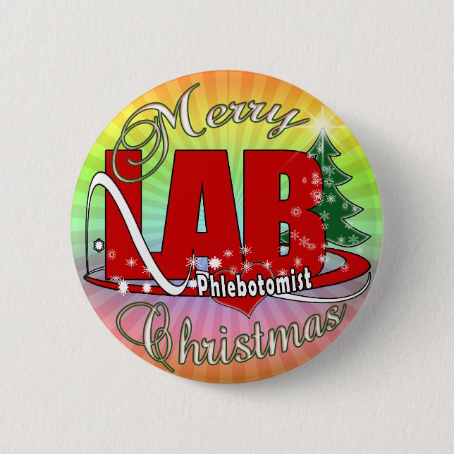 LAB PHLEBOTOMIST CHRISTMAS 6 CM ROUND BADGE (Front)