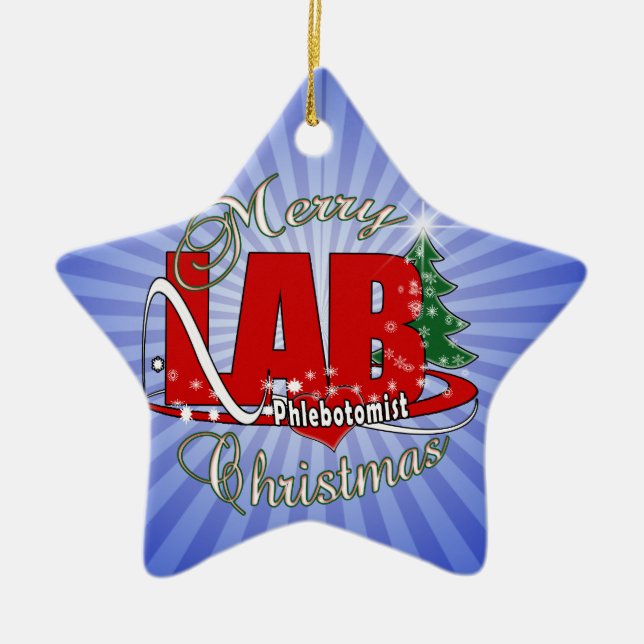 LAB PHLEBOTOMIST CHRISTMAS CERAMIC TREE DECORATION (Front)