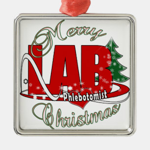 LAB PHLEBOTOMIST CHRISTMAS METAL TREE DECORATION