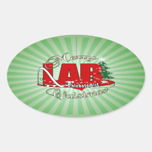 LAB PHLEBOTOMIST CHRISTMAS OVAL STICKER