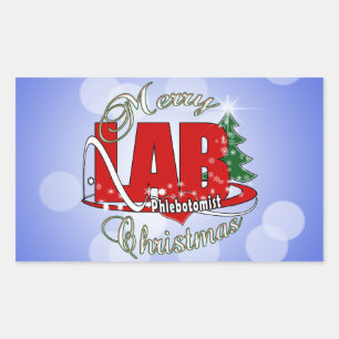 LAB PHLEBOTOMIST CHRISTMAS RECTANGULAR STICKER