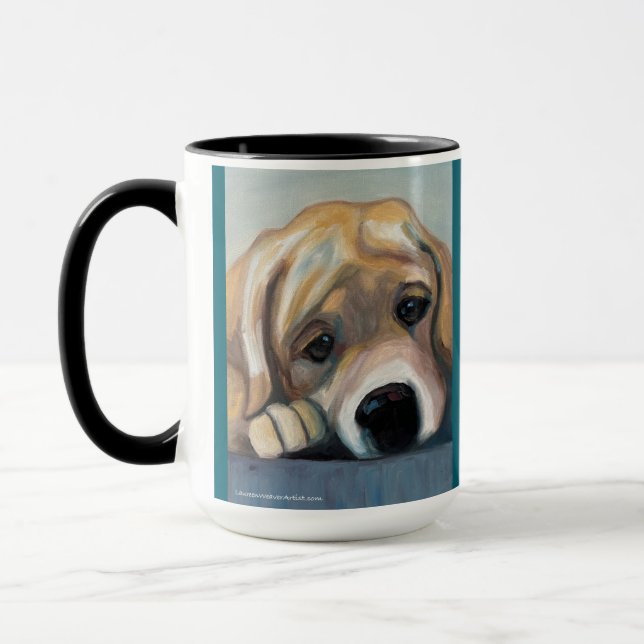 Lab Pup In Trouble | Two-Tone Mug, 15 oz Mug (Left)