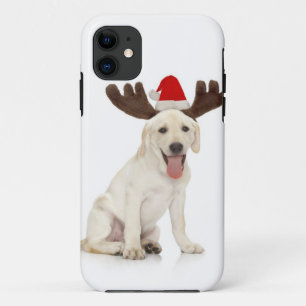 Lab Puppy Wearing Antlers iPhone 11 Case