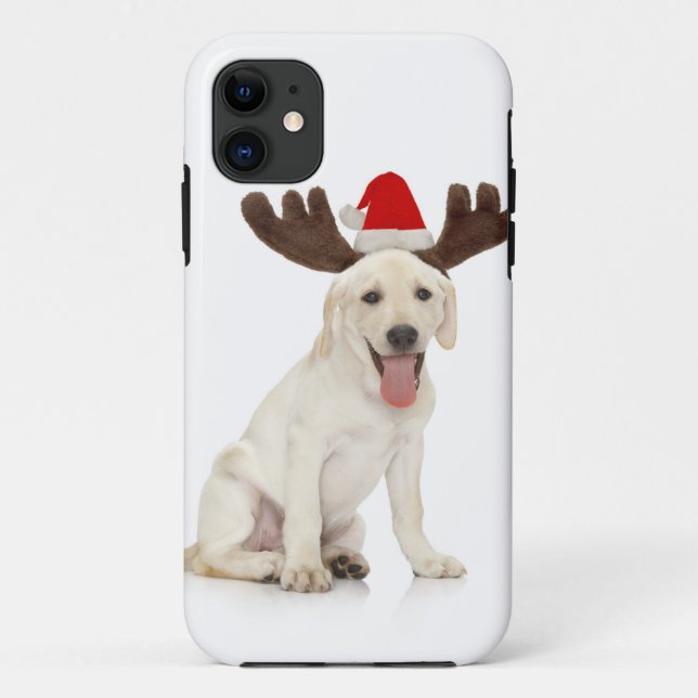 Lab Puppy Wearing Antlers Case-Mate iPhone Case (Back)