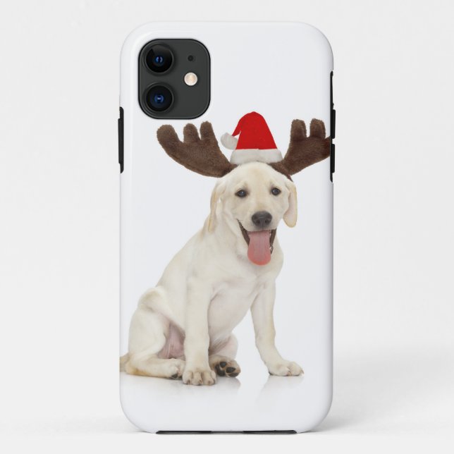 Lab Puppy Wearing Antlers Case-Mate iPhone Case (Back)