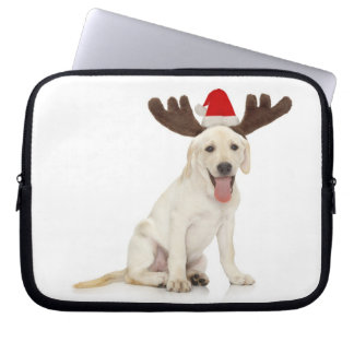Lab Puppy Wearing Antlers Laptop Sleeve