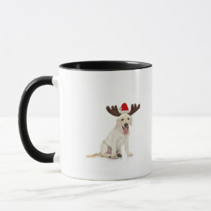 Lab Puppy Wearing Antlers Mug