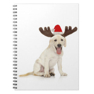 Lab Puppy Wearing Antlers Notebook