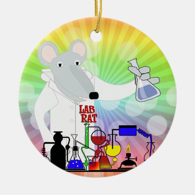 LAB RAT CHEMISTRY CERAMIC TREE DECORATION (Front)