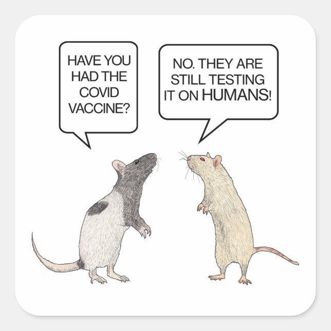 Lab Rat Covid Vaccine Funny Button Square Sticker (Front)