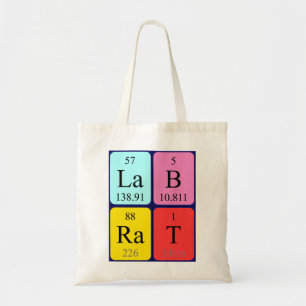 Lab Rat periodic table name tote bag