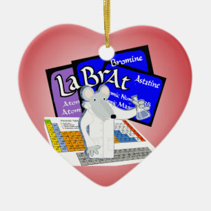 LAB RAT SCIENTIST LABORATORY PERIODIC TABLE CERAMIC TREE DECORATION