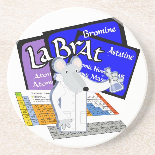 LAB RAT SCIENTIST LABORATORY PERIODIC TABLE COASTER (Front)