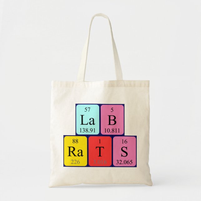 Lab Rats periodic table name tote bag (Front)