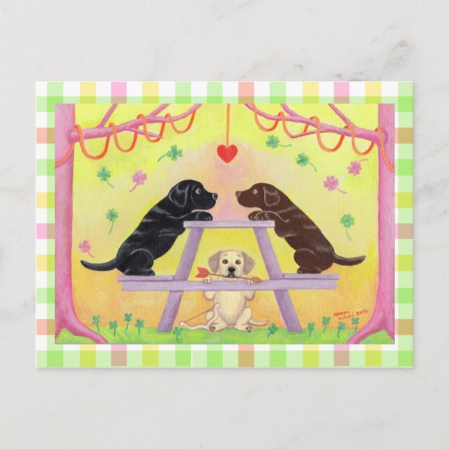 Lab Romance Valentine Holiday Postcard (Front)