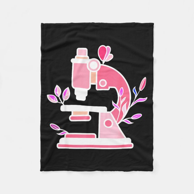 Lab Science Floral Microscope Biologist Science Va Fleece Blanket (Front)