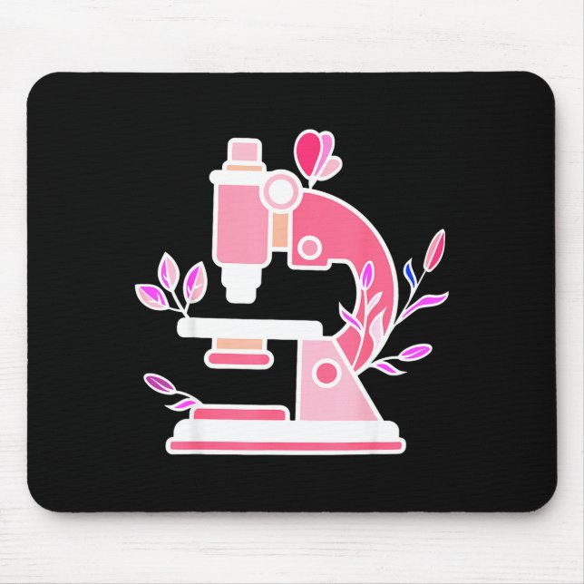 Lab Science Floral Microscope Biologist Science Va Mouse Pad (Front)