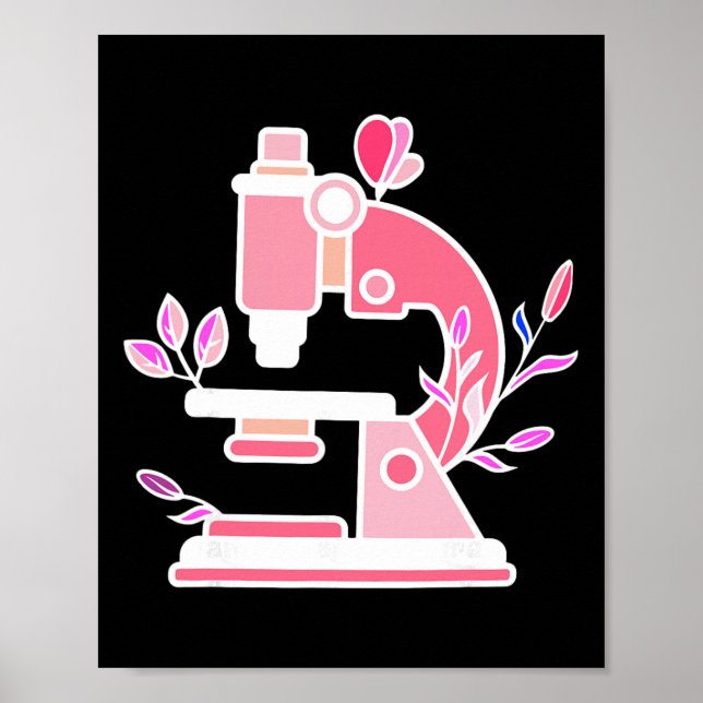 Lab Science Floral Microscope Biologist Science Va Poster (Front)
