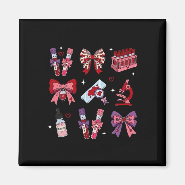 Lab Tech Coquette Bow Valentine Science Laboratory Magnet (Front)