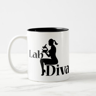 Lab Tech Diva Scientist Gift Girl Silhouette Two-Tone Coffee Mug