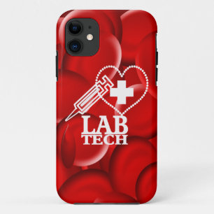 LAB TECH HEART  SYRINGE LOGO iPhone 11 CASE