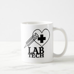 LAB TECH HEART SYRINGE LOGO - LABORATORY SCIENTIST COFFEE MUG