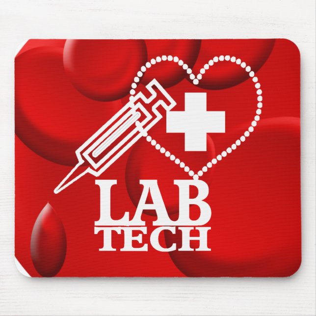 LAB TECH HEART SYRINGE LOGO - LABORATORY SCIENTIST MOUSE PAD (Front)