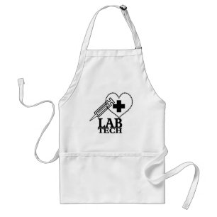 LAB TECH HEART SYRINGE LOGO - LABORATORY SCIENTIST STANDARD APRON