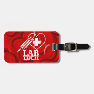 LAB TECH HEART  SYRINGE LOGO LUGGAGE TAG