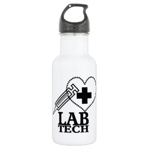 LAB TECH HEART. SYRINGE LOGO MEDICAL LABORATORY SC 532 ML WATER BOTTLE