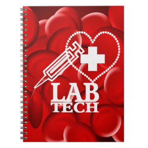 LAB TECH HEART  SYRINGE LOGO NOTEBOOK