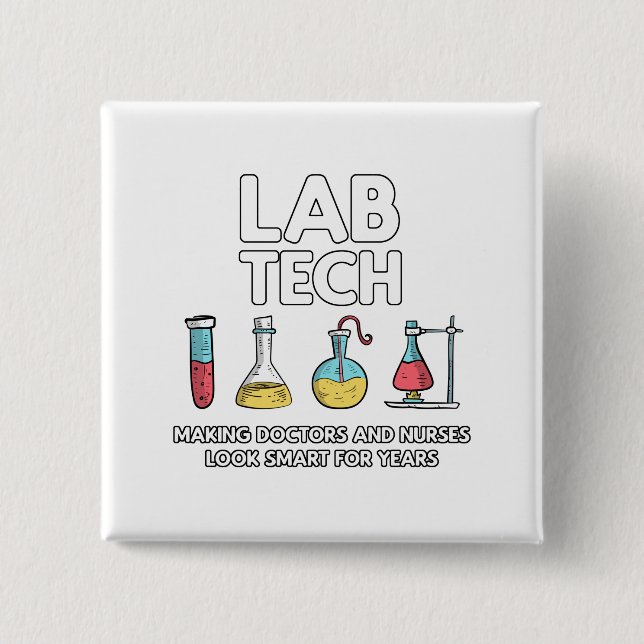 Lab Tech Laboratory 15 Cm Square Badge (Front)