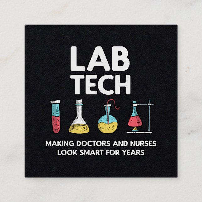 Lab Tech Laboratory Square Business Card (Front)