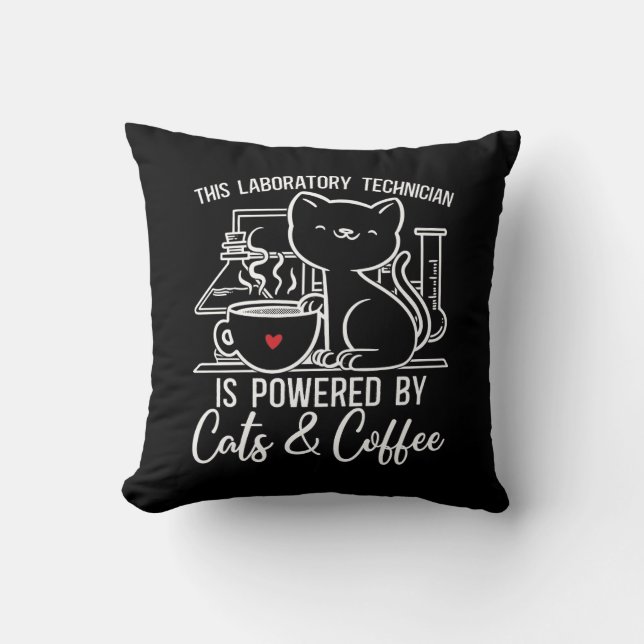Lab Tech Laboratory Technician Cats Coffee Chemist Cushion (Front)