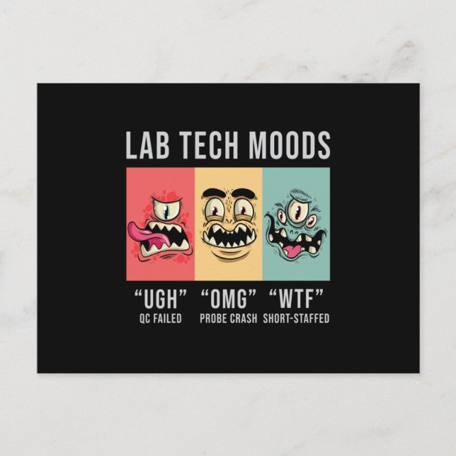Lab Tech Moods Laboratory Science Technician Gift Postcard (Front)