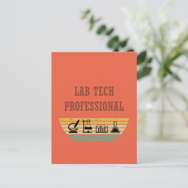 Lab tech professional vintage sunset retro postcard (Standing Front)