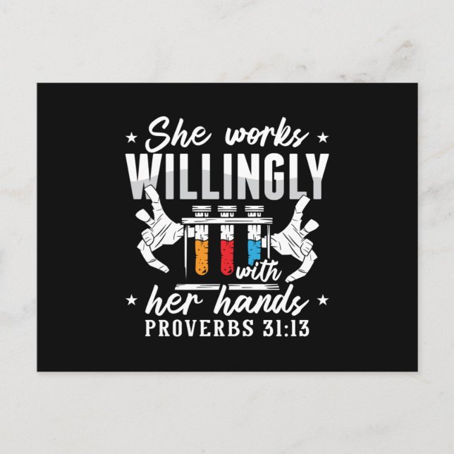 Lab Tech She Works Willingly Laboratory Technician Postcard (Front)