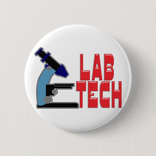 LAB TECH with MICROSCOPE 6 Cm Round Badge (Front)