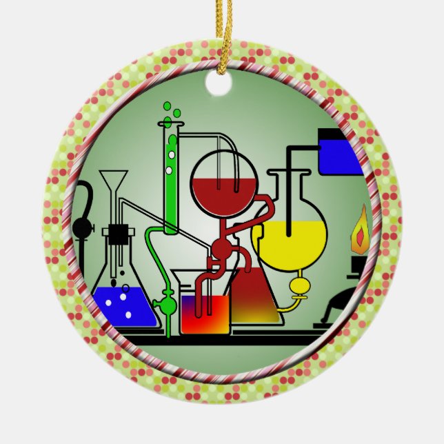 LAB WARE - LABORATORY  GLASSWARE MAD SCIENTIST CERAMIC ORNAMENT (Front)